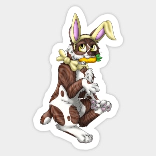 Bobtail BunnyCat: Chocolate Bicolor Tabby (Yellow) Sticker